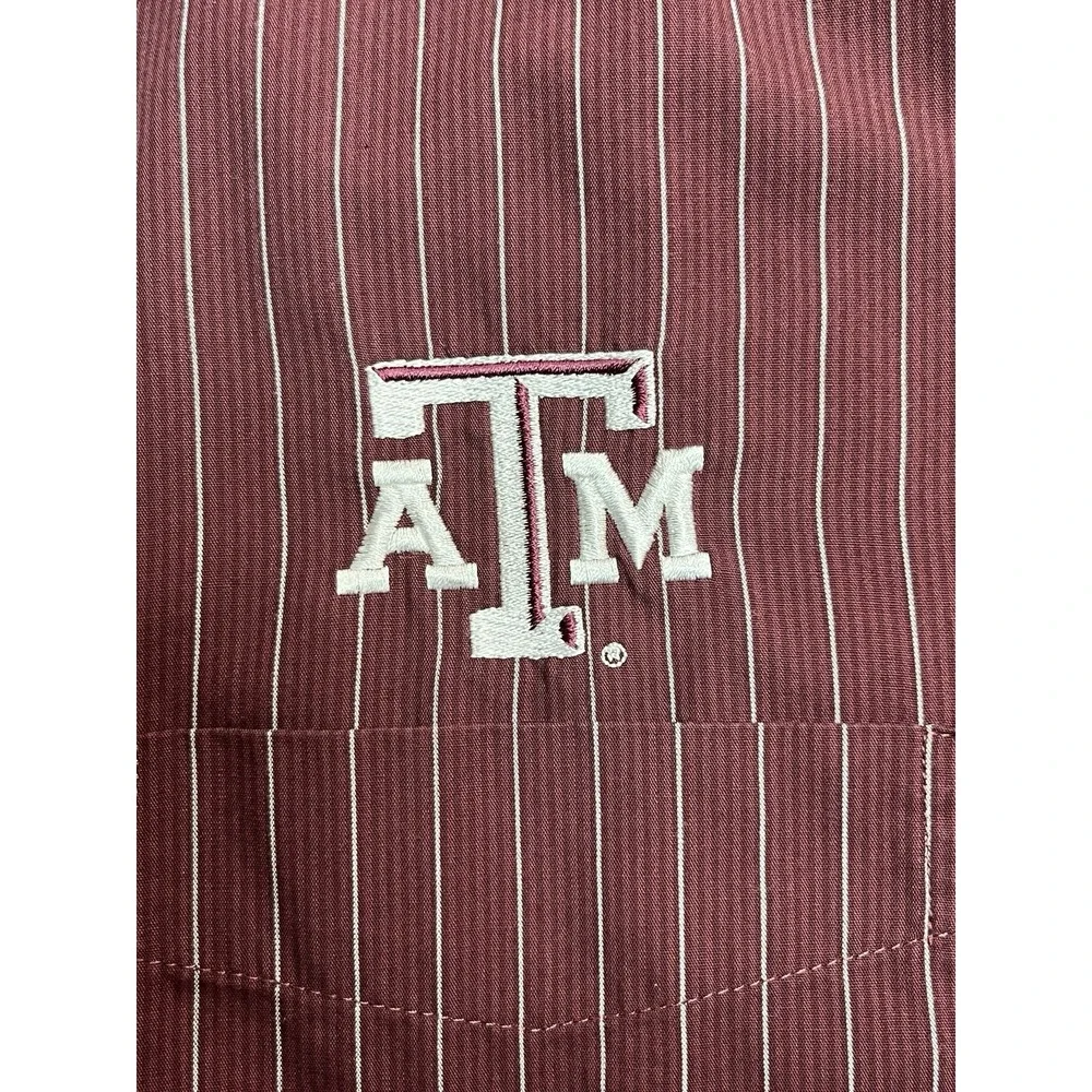 Texas A&M Aggies Antigua Button Down Shirt Men's M Maroon Stripes Long Sleeve - Picture 8 of 14